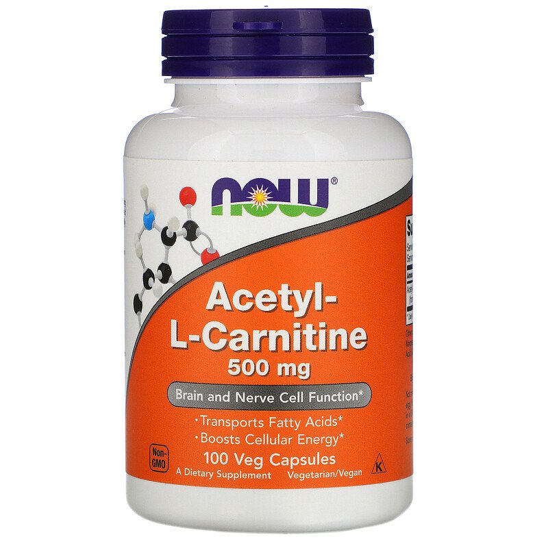 L-карнитин NOW Acetyl L-Carnitine (Ацетил-L-карнитин) 500 мг капсулы 100 шт.