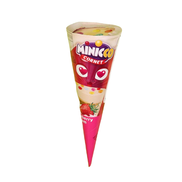 

Вафельный рожок Minicco Cornet Strawberry молочный шоколад Клубника, 25 г, Cornet
