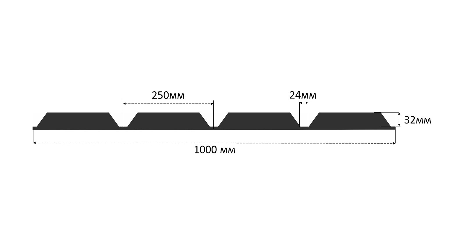 Уплотнитель для сэндвич-панелей НП-32 (ПКБ-32) верхний коньковый (10 шт.) длина 1000 мм
