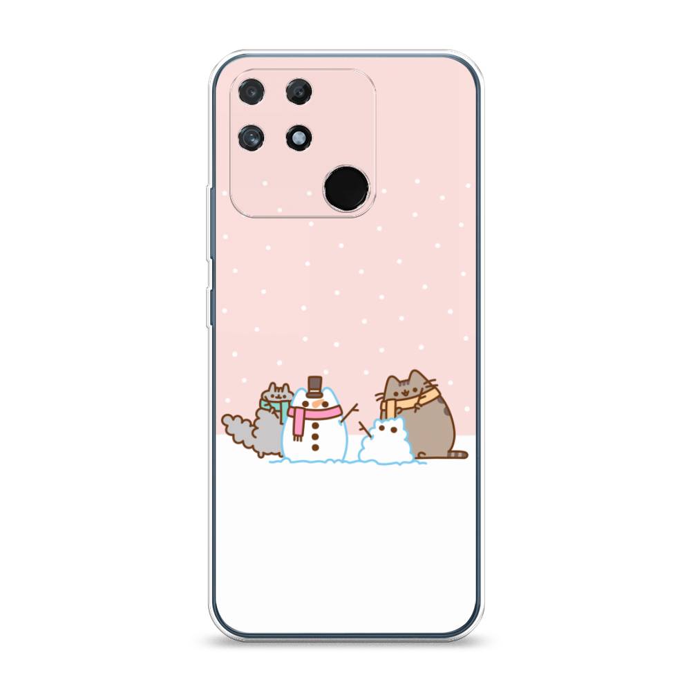 

Чехол на Realme Narzo 50A "Котики в снегу", Розовый;белый;серый, 258450-5