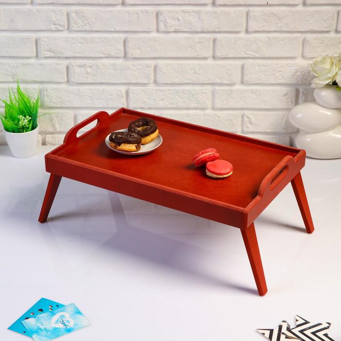фото Столик для завтрака, с ручками "сканди", 47×30×21 см, красный дарим красиво