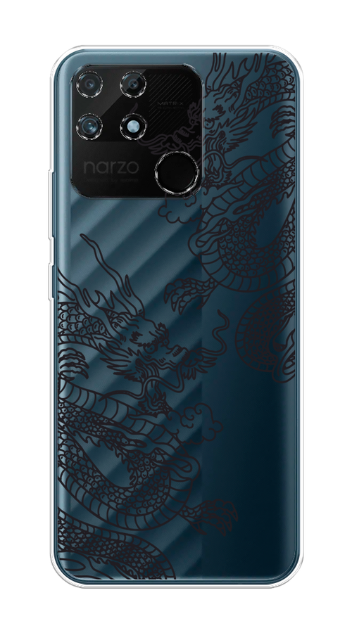 

Чехол на Realme Narzo 50A "Два китайских дракона", Серый;черный, 258450-1