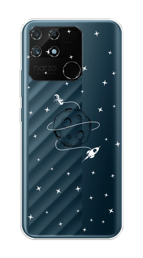 

Чехол на Realme Narzo 50A "Полет вокруг луны", Белый;серый;черный, 258450-2