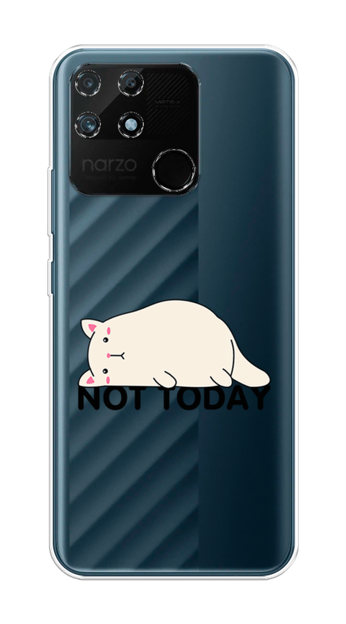 

Чехол на Realme Narzo 50A "Cat not today", Белый;розовый;черный, 258450-1