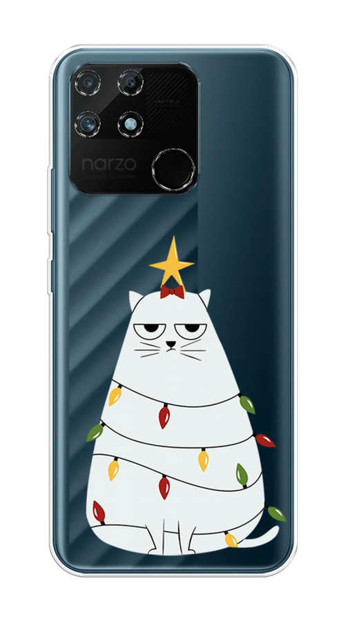 

Чехол на Realme Narzo 50A "Котик в гирлянде", Белый;красный;желтый, 258450-1