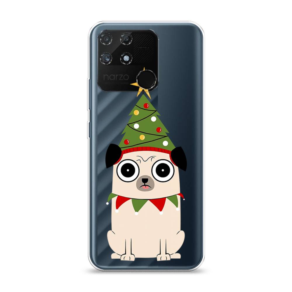 

Чехол на Realme Narzo 50A "Собачка с ёлочкой", Бежевый;красный;зеленый, 258450-1