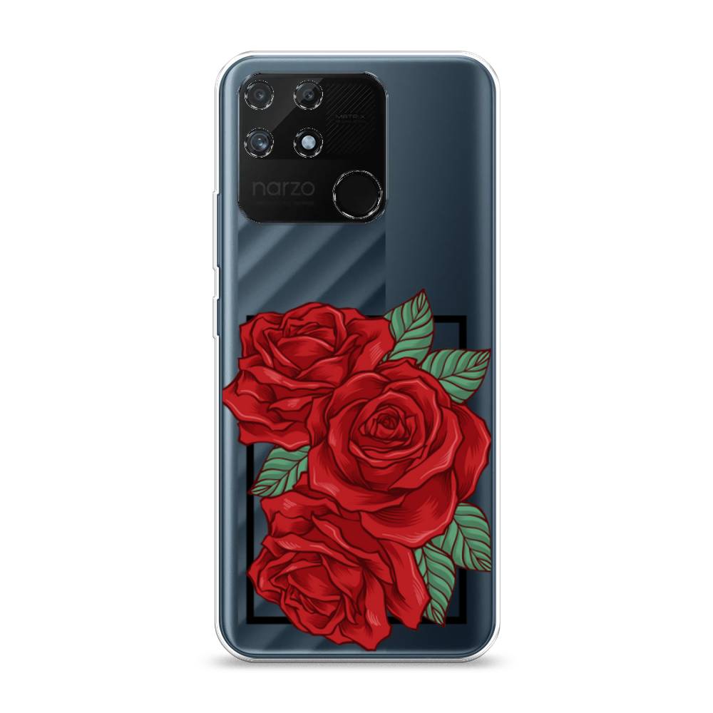 

Чехол на Realme Narzo 50A "Три алые розы", Красный, 258450-2