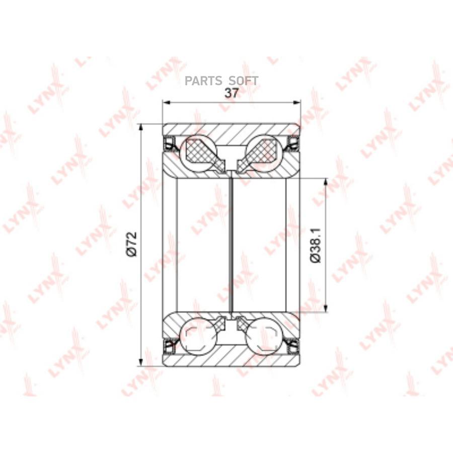 

LYNXAUTO Подшипник ступицы передний 37x38x72 1шт