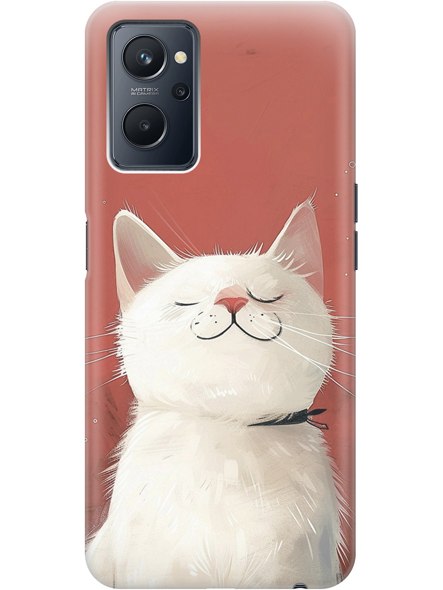 

Силиконовый чехол на Realme 9i с принтом "Гордый котик", Прозрачный;белый;красный, 740189412
