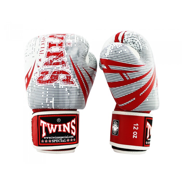Боксерские перчатки Twins fbgvl3-tw5 fancy boxing gloves бело-красные, 14 унций