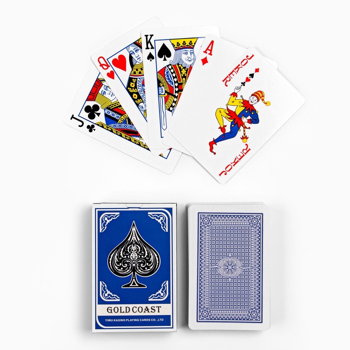 

Карты игральные бумажные Gold Coast, 55 шт, 260 г/м2, синие, 5.7 х 8.7 см