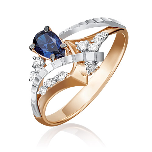 

Кольцо из золота с сапфиром/бриллиантом р. 18,5 PLATINA jewelry 01-5201-00-105-1111-30, 01-5201-00-105-1111-30