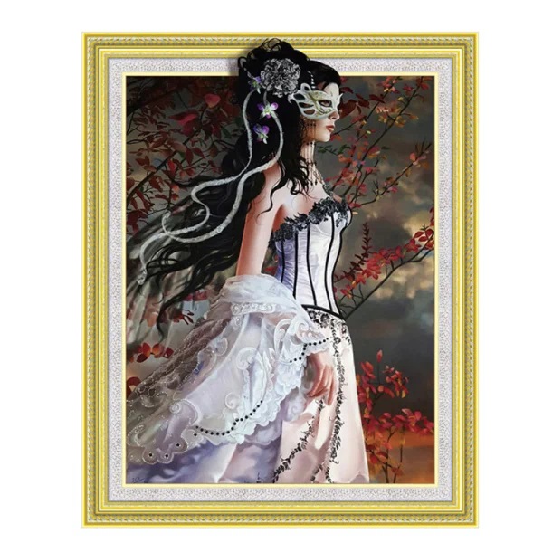 

Алмазная мозаика Дама в маске 200738837 без подрамника 40x50см, Дама в маске