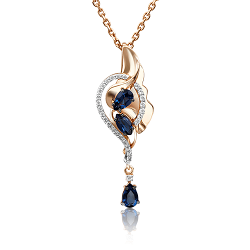 

Бегунок из красного золота PLATINA jewelry 03-2862-00-105-1110-30, сапфир/бриллиант, 03-2862-00-105-1110-30