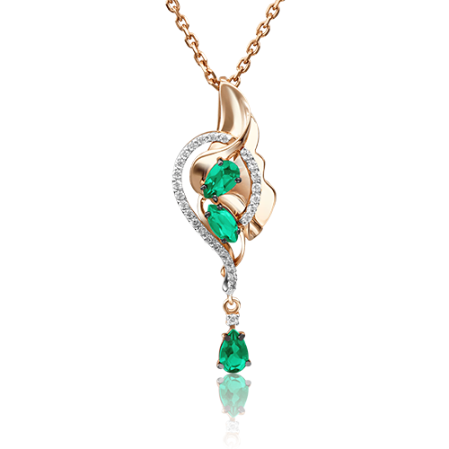 

Подвеска из красного золота с бриллиантом/изумрудом PLATINA jewelry 03-2862-00-106-1110-30, 03-2862-00-106-1110-30