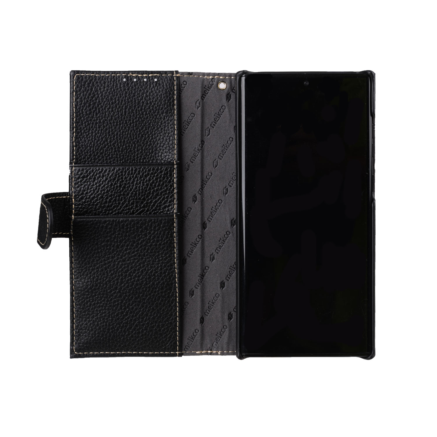 фото Кожаный чехол книжка melkco wallet book type для samsung galaxy s22 ultra, черный