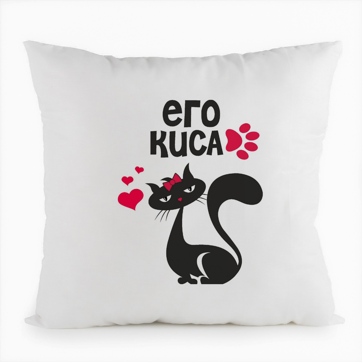 

Подушка белая CoolPodarok его киса (есть пара), Белый