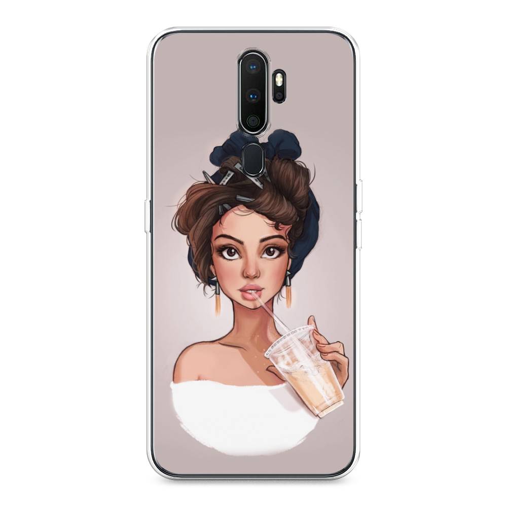 

Чехол на Oppo A5 "Девушка с фраппе", Серый, 251350-6
