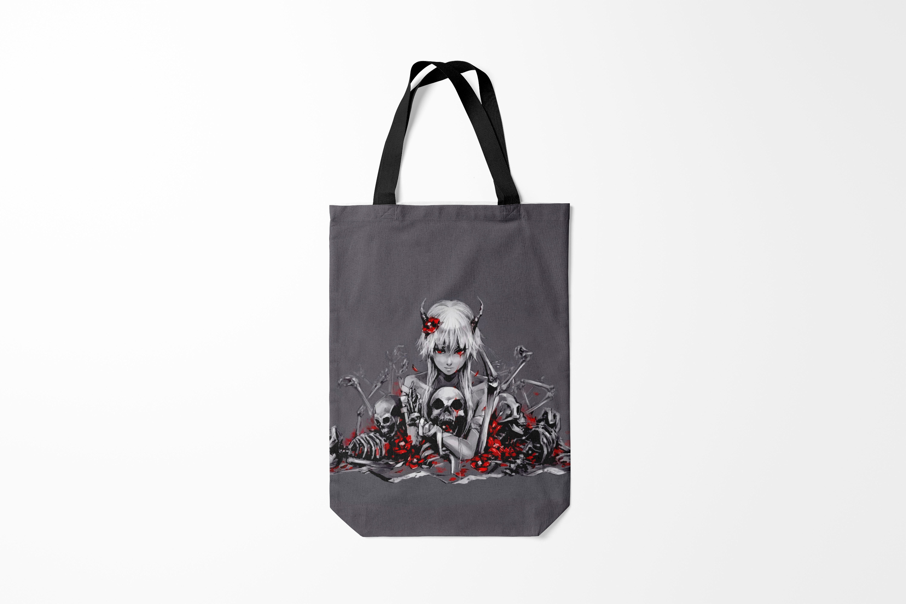 

Сумка шoппер унисекс Burnettie Черепа Girl and Death, серый, Черепа Girl and Death