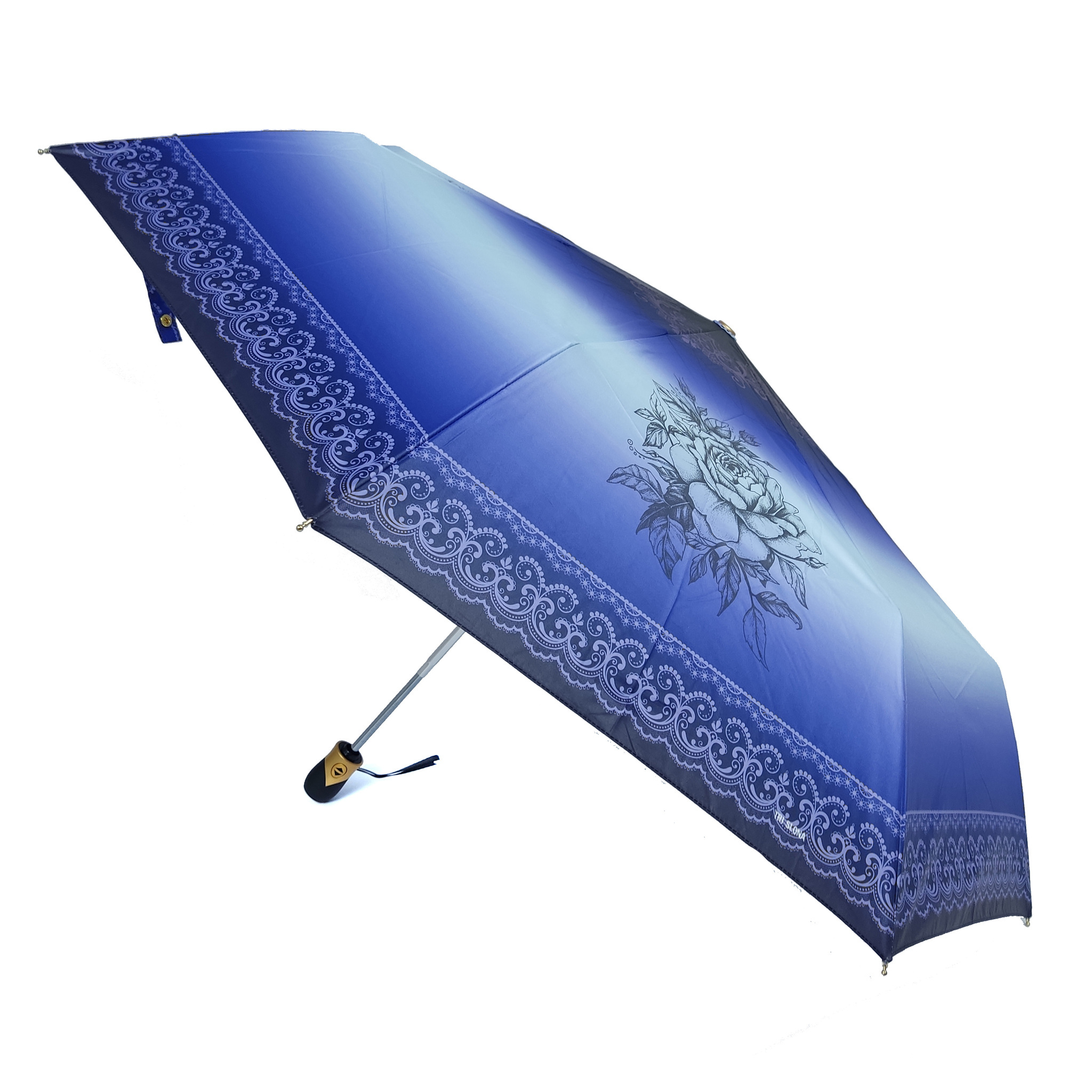 Зонт складной автоматический женский Три Слона 3810-A, синий