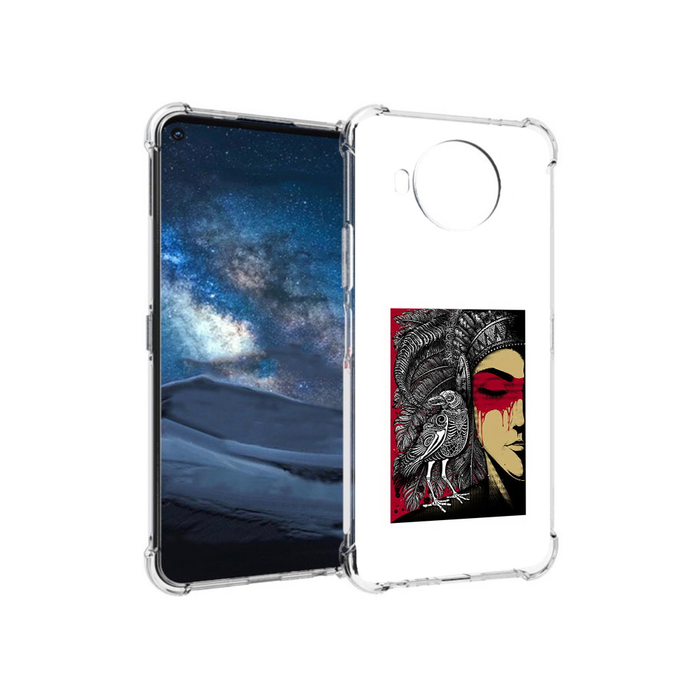 

Чехол MyPads Tocco для Nokia 8.3 девушка с вороном в абстракции (PT227053.110.311), Прозрачный, Tocco