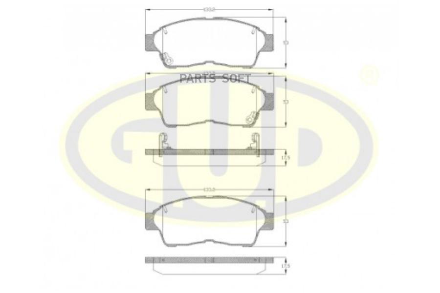 Тормозные колодки G.U.D. передние дисковые GBP040202