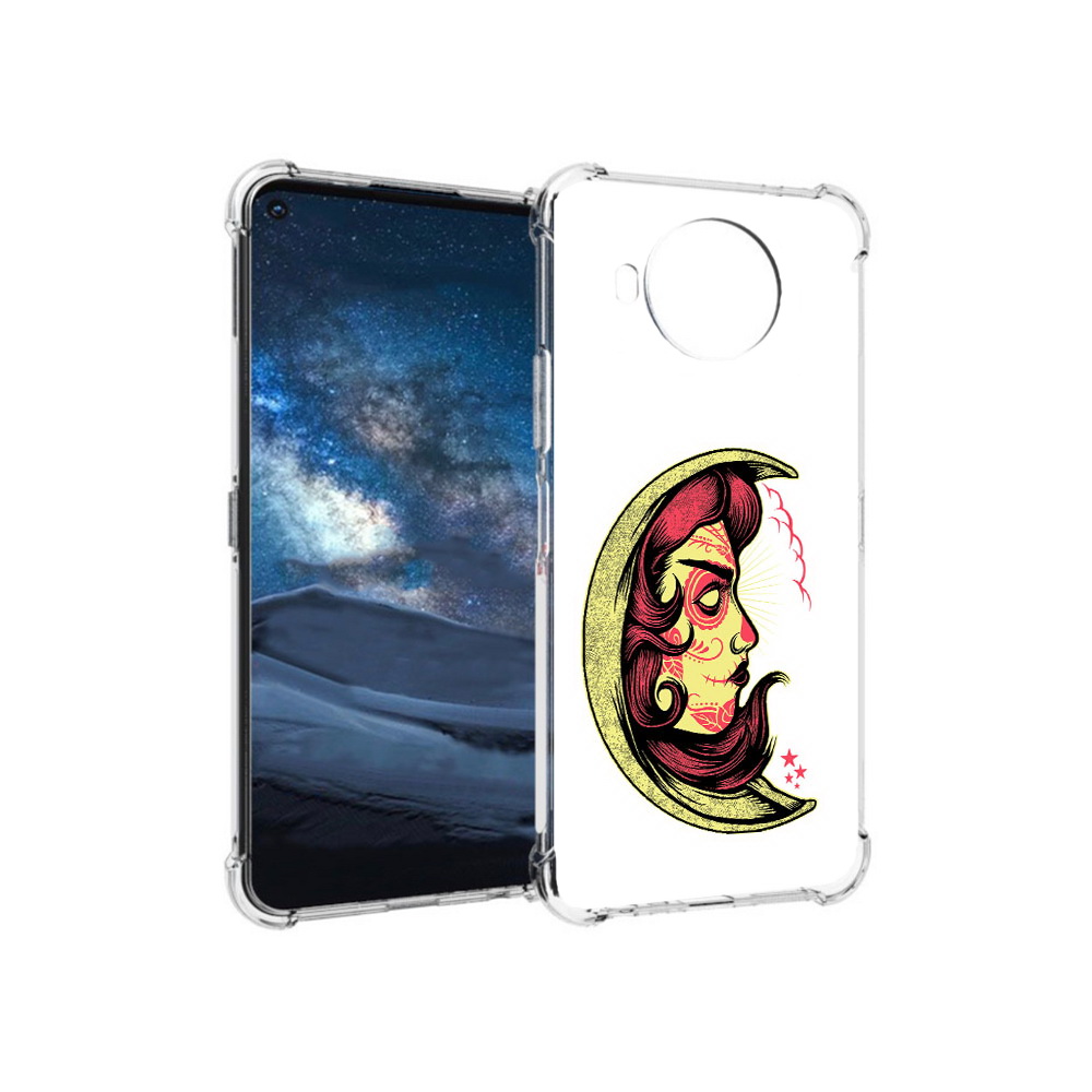 

Чехол MyPads Tocco для Nokia 8.3 желтый полумесяц с лицом девушки (PT227053.110.346), Прозрачный, Tocco