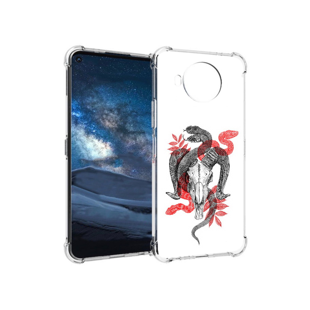 

Чехол MyPads Tocco для Nokia 8.3 змея в черепе рисунок (PT227053.110.365), Прозрачный, Tocco