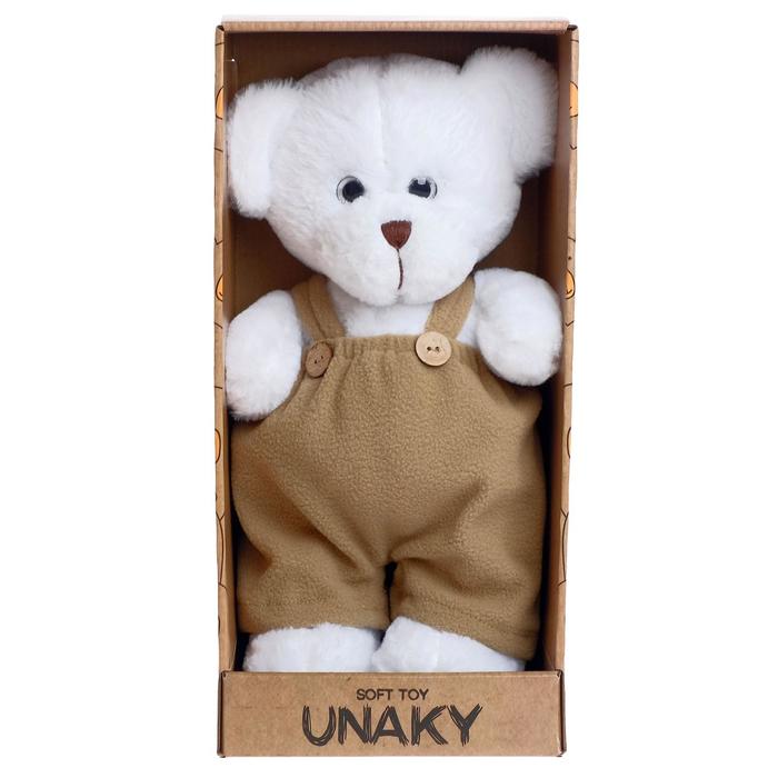 Мягкая игрушка Unaky Soft Toy Медведица Сильва, во флисовом комбинезоне хаки, 33 см
