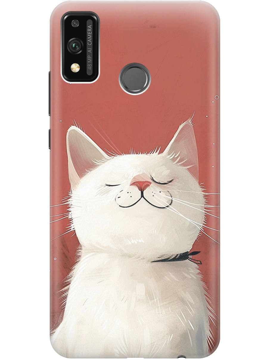 

Силиконовый чехол на Honor 9X Lite с принтом "Гордый котик", Прозрачный;белый;красный, 723565412