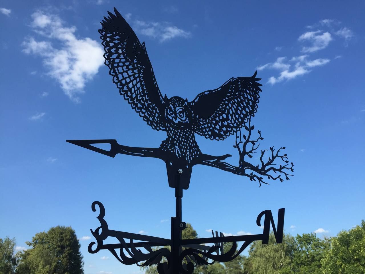 Флюгер на крышу ARNO Decor Парящий филин 60х42 см, черный