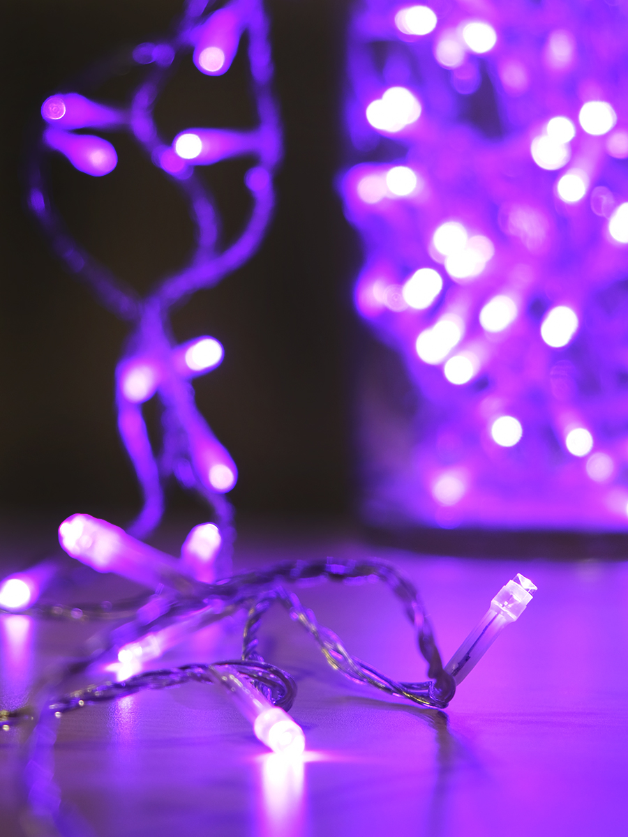 Световая гирлянда новогодняя Snowhouse LD120-V-E 12 м фиолетовый
