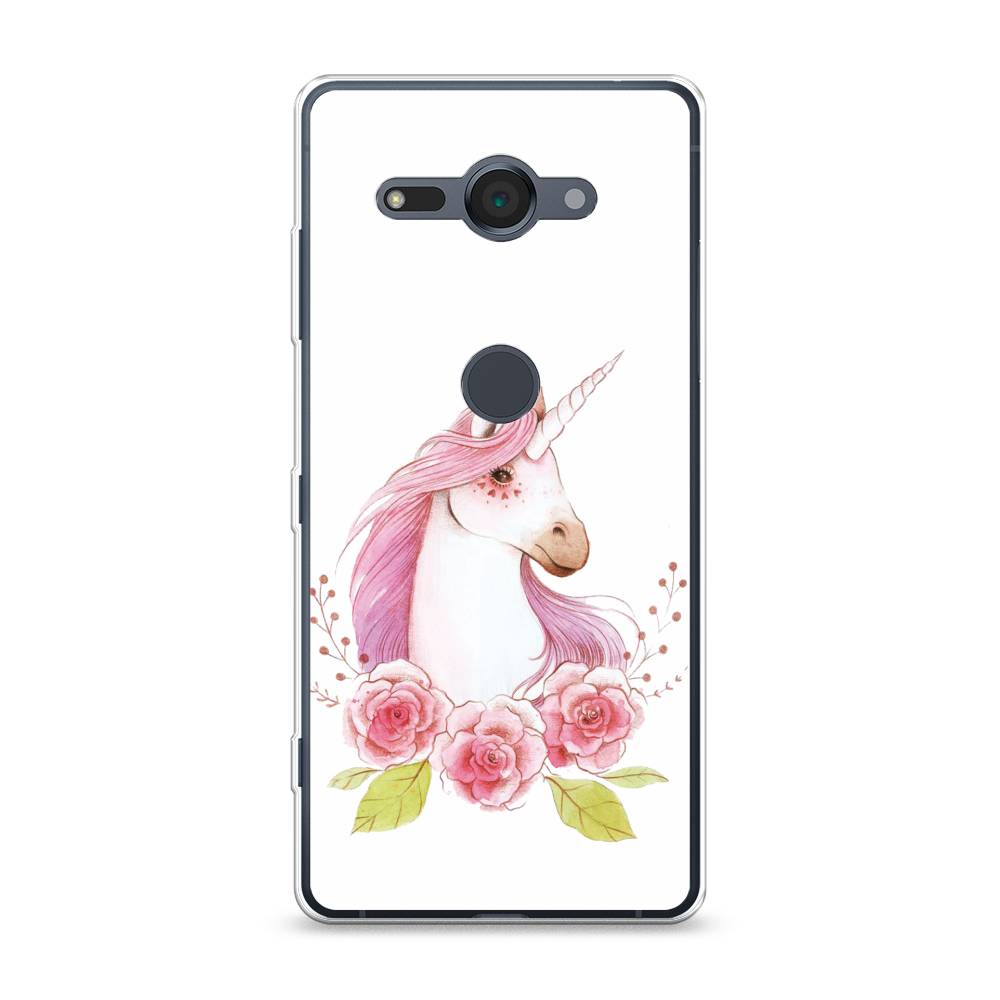 

Чехол для Sony Xperia XZ2 Compact "Единорог цветы", Белый;розовый;серый, 52950-1