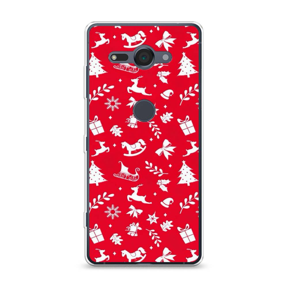 

Чехол для Sony Xperia XZ2 Compact "Красный новогодний фон", Красный;белый, 52950-5