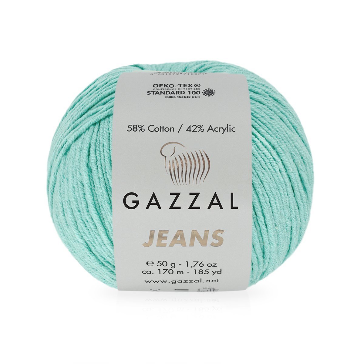 фото Пряжа gazzal jeans, цвет светло-зелёная бирюза 1115 (2 мотка)