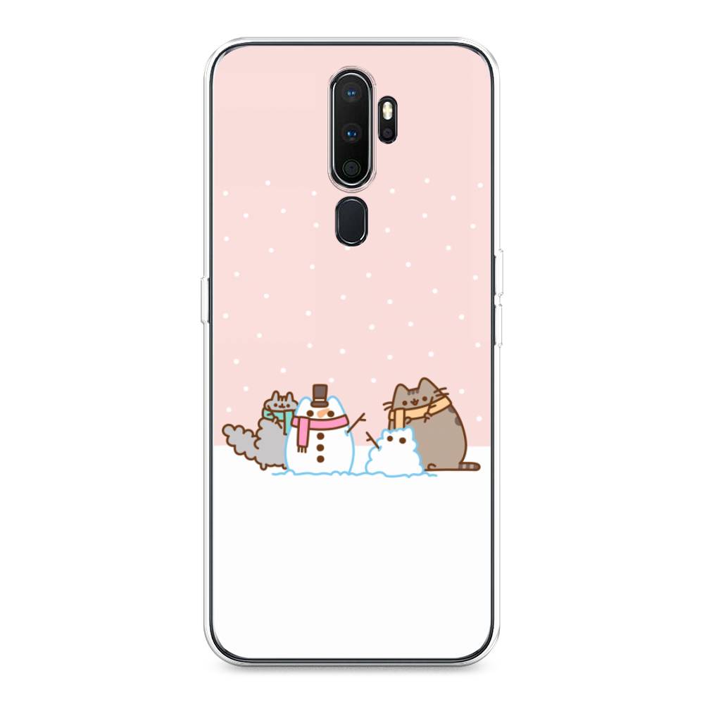 

Чехол на Oppo A5 "Котики в снегу", Розовый;белый;серый, 251350-5