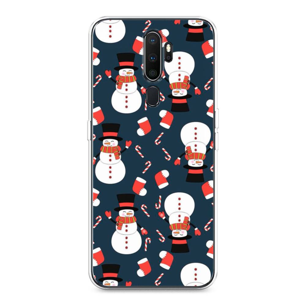 

Чехол на Oppo A5 "Синие снеговики", Синий;белый;красный, 251350-5