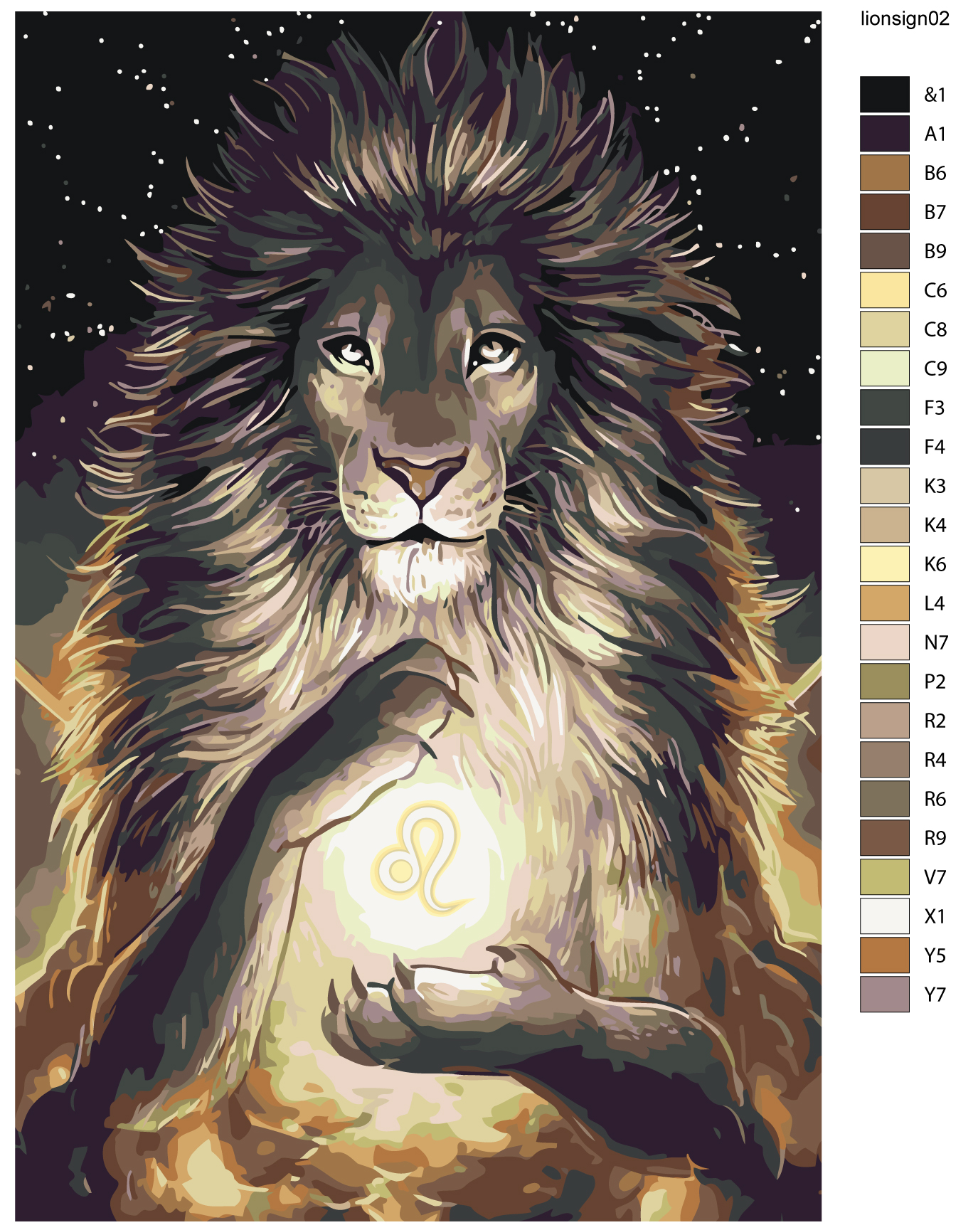 

Картина по номерам, Живопись по номерам, 80 x 120, KTMK-lionsign02, KTMK-lionsign02