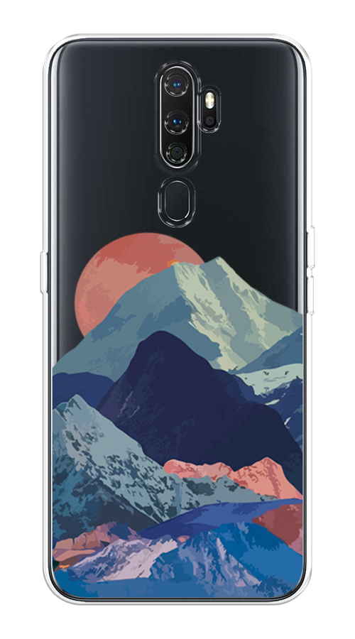 

Чехол на Oppo A5 "Закат в снежных горах", Красный;серый;голубой, 251350-2