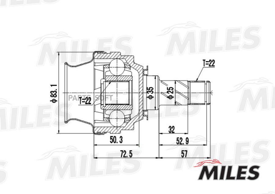 

Шрус Внутренний Opel Astra/Corsa/Kadett/Vectra 1.3-1.7d 79-98 Miles арт. GA10021