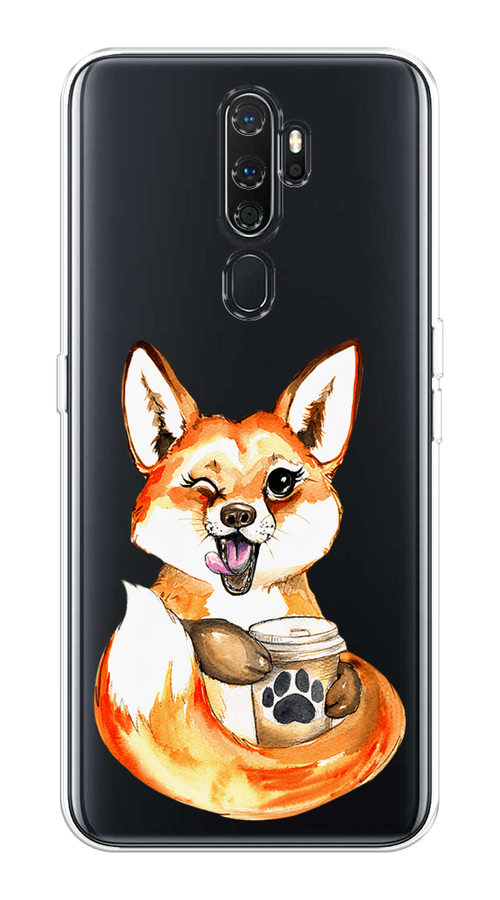 

Чехол на Oppo A5 "Подмигивающая лиса с кофе", Оранжевый;белый;коричневый, 251350-4