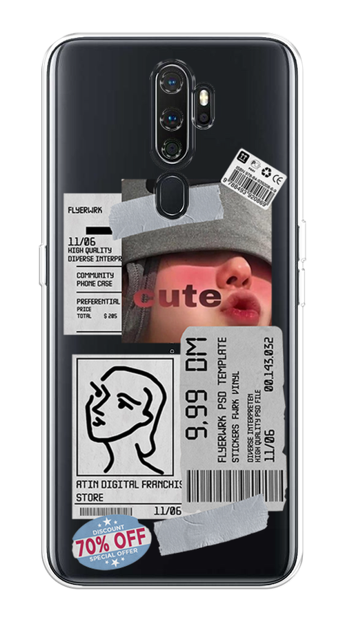 

Чехол на Oppo A5 "Cute girl collage", Розовый;серый;голубой, 251350-6