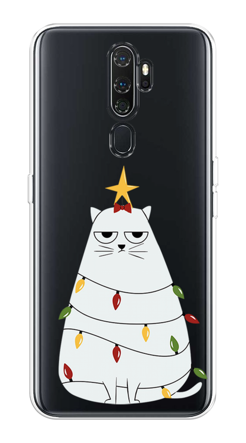 

Чехол на Oppo A5 "Котик в гирлянде", Белый;красный;желтый, 251350-1