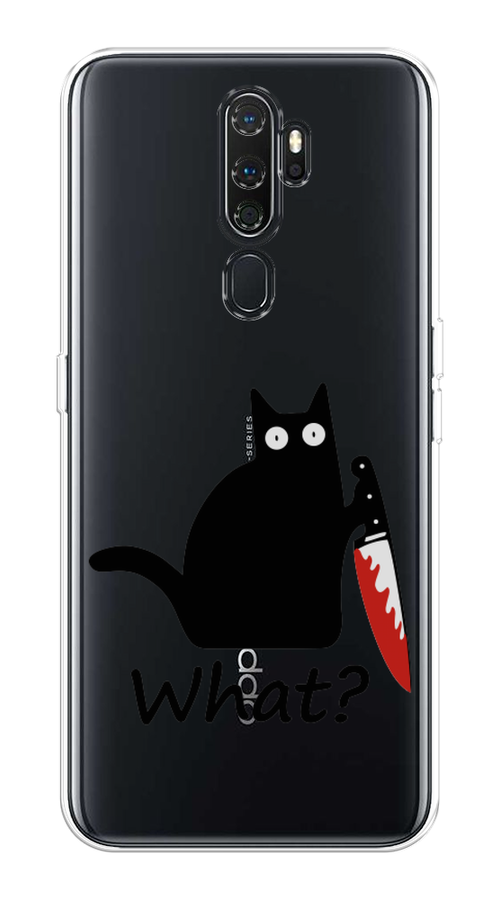 

Чехол на Oppo A5 "Котик с ножом", Черный;красный, 251350-6