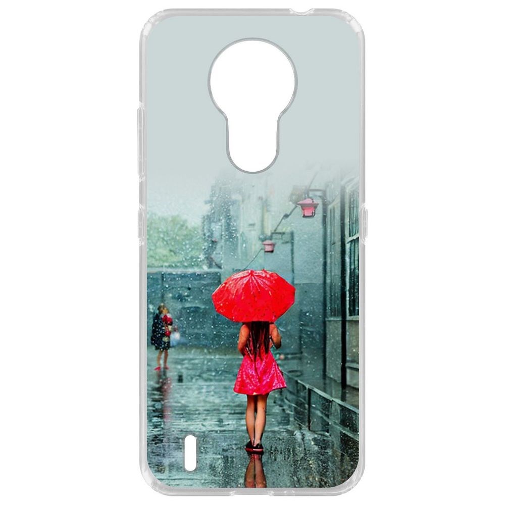 

Чехол-накладка Case Красный зонтик для Nokia 1.4, Прозрачный