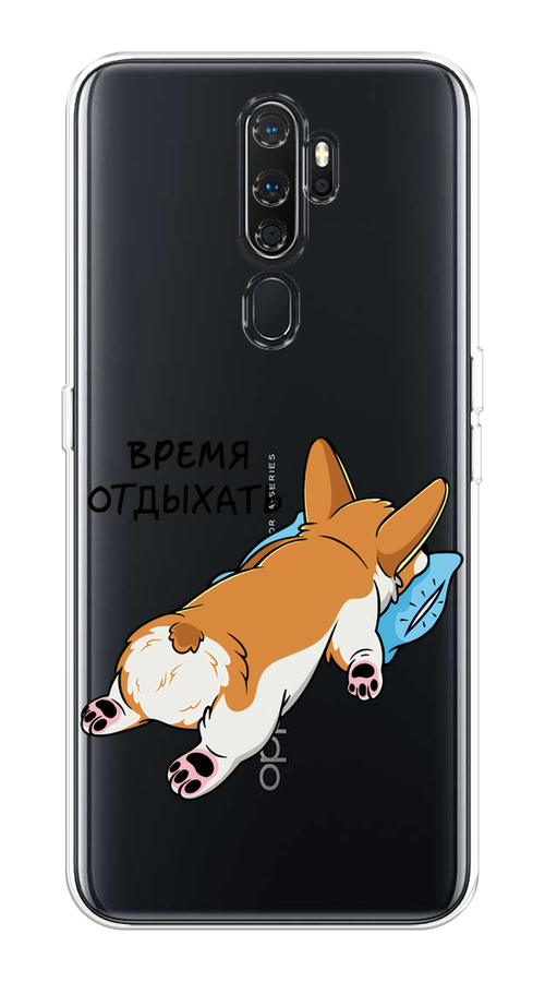 

Чехол на Oppo A5 "Корги отдыхает", Черный;коричневый;голубой, 251350-1