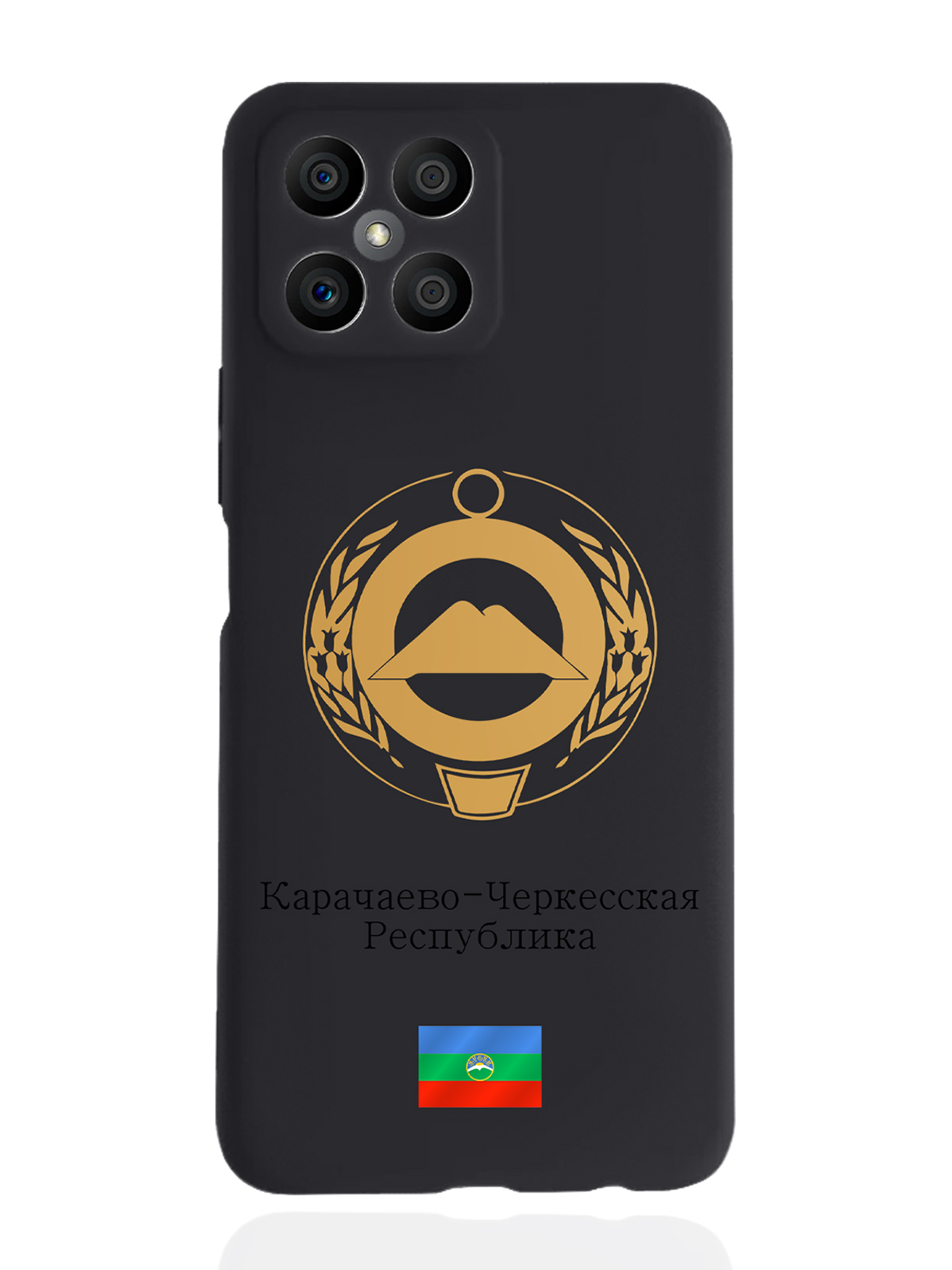 

Чехол SignumCase для Honor X8 Золотой Герб Карачаево-Черкесской Республики черный, Золотистый;черный