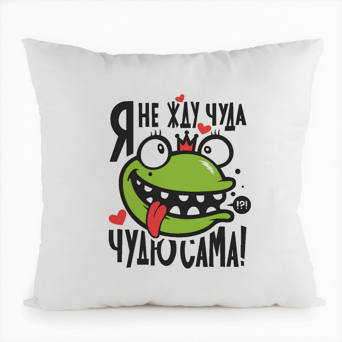 фото Подушка белая coolpodarok я не жду чуда. чудю сама