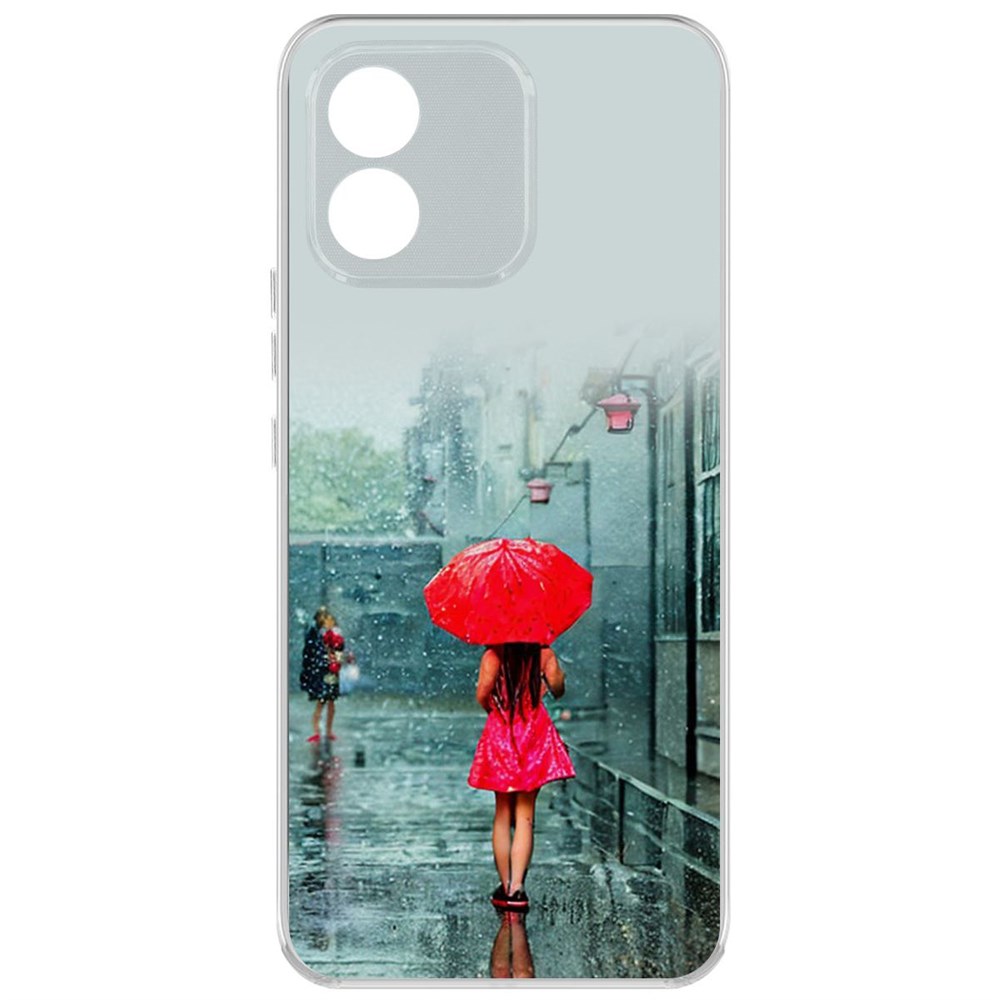 

Чехол-накладка Case Красный зонтик для Honor X5, Прозрачный