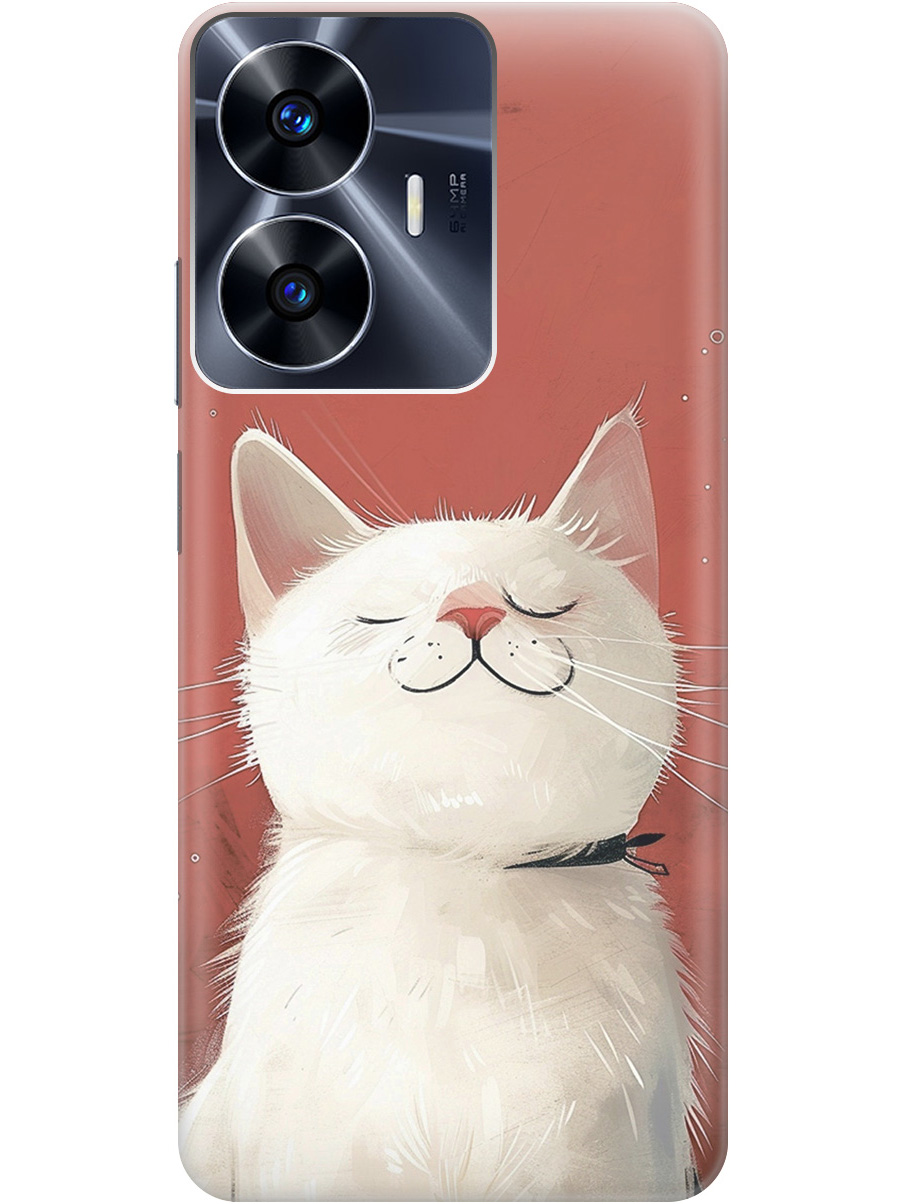 

Силиконовый чехол на Realme C55 с принтом "Гордый котик", Прозрачный;белый;красный, 768742712